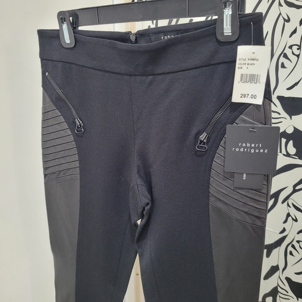 Robert Rodriguez Black Zippered Leggings Leather